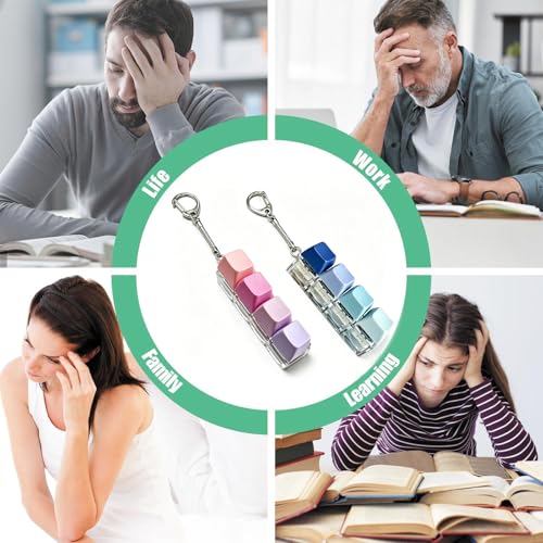 Image of Keyboard Fidget Toy, Four Key Mechanical Style Keychain with Snake Chain, Stress Relief Gadget for Office Workers and Students, Portable Anxiety Relief Tool for Commuting and Gaming