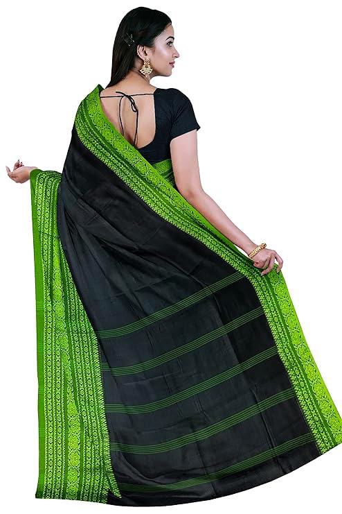 Image of eC ESHA'S COLLECTION Women's Cotton Blend Begumpuri Handloom Saree With Unstitched Running Blouse Piece