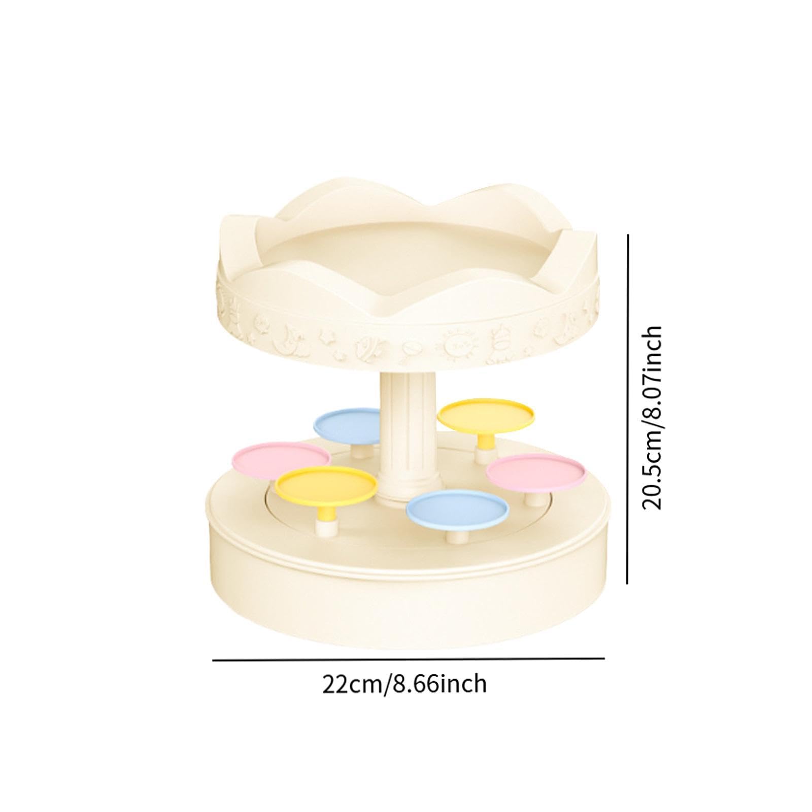 perfk Bandeja giratoria para Servir, Expositor Giratorio para Sushi, Soporte Multiusos Resistente con autorrotación para Cupcakes, Ideal para Aniversarios y, 2 Niveles con Música
