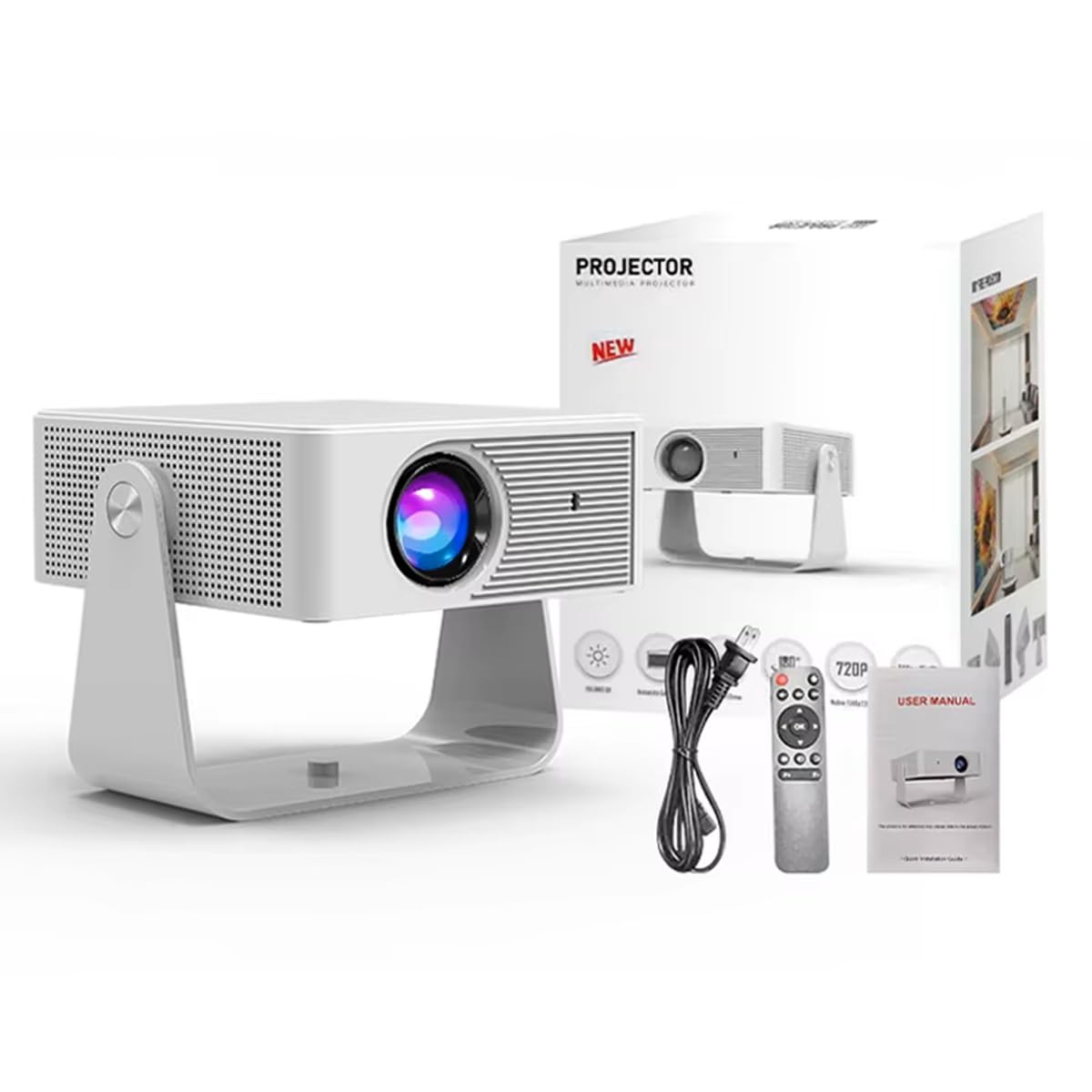Proiettore HD 1080P X3 Android iOS WiFi 360° Mini proiettore cinematografico casa rotante con controllo vocale Bluetooth