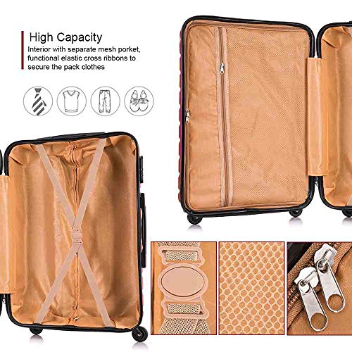 Apelila 4 Piece Hardside Luggage Sets,Lightweight ABS SuitcaseSet of 4, Check in & Carry On Luggage Set with Spinner Wheels Free Luggage Covers & Folding Hangers Included (Wine)