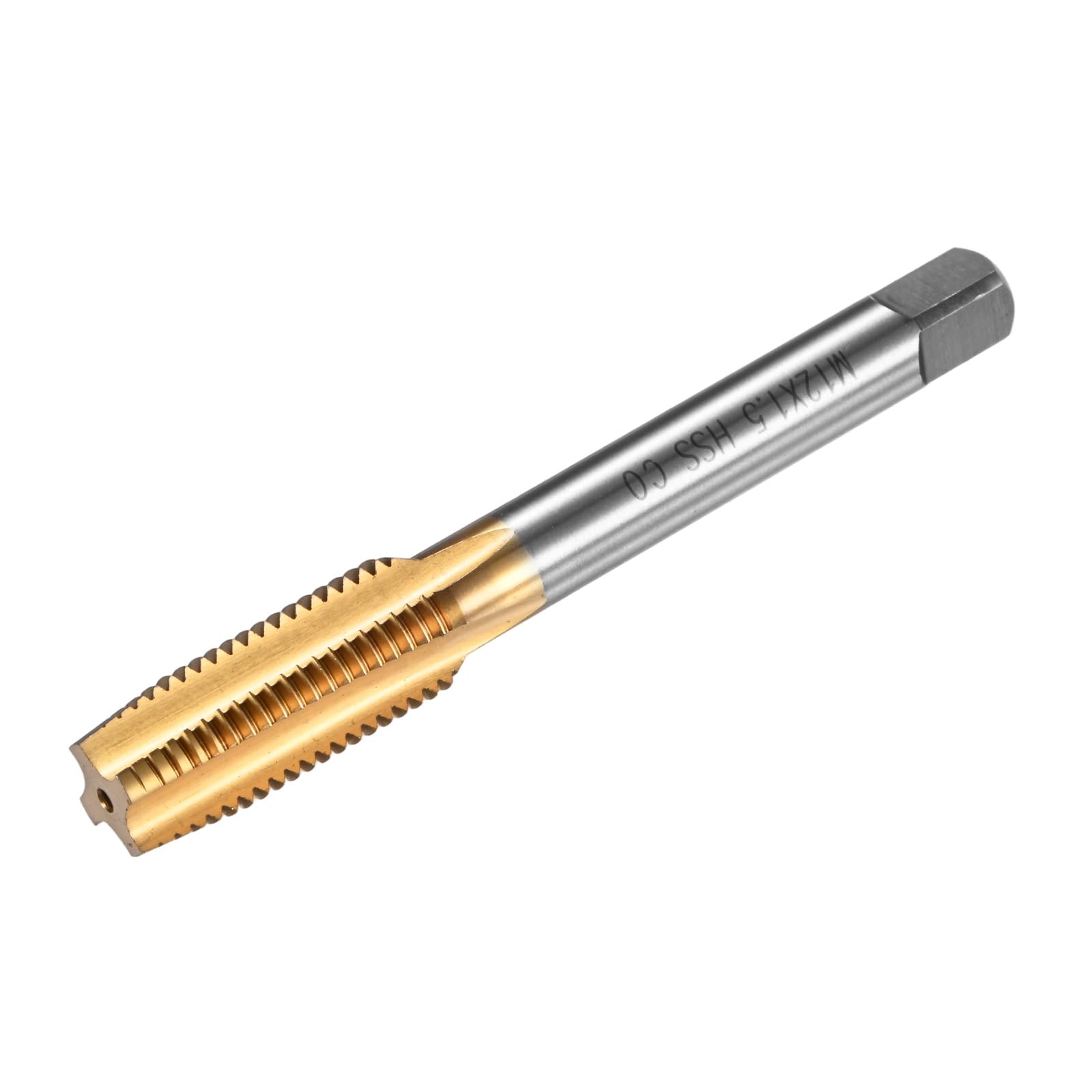 M METERXITY M12x1.5mm Metric Thread Tap, HSS Titanium Coated 89mm Length Straight Flute Right Hand Thread Screw Tapping Tool for Drilling/Milling Machines/CNC Machine Tools