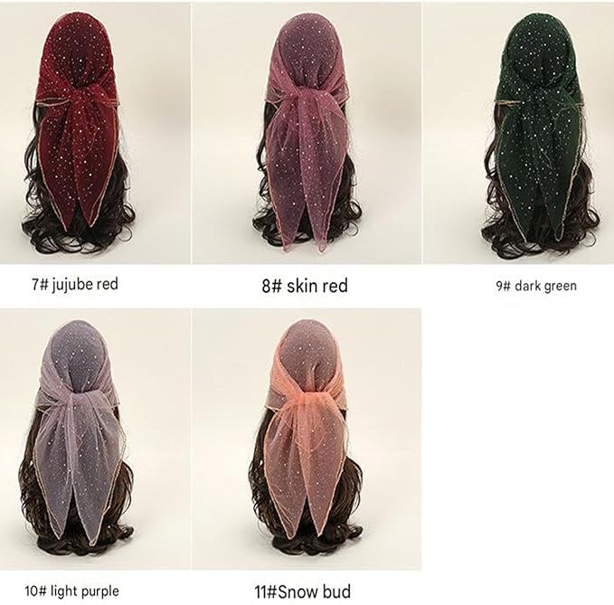 Women'S Glitter Decor Head Scarf, Rhinestone Head Scarf 31.5 Inch, Glitter Heads Scarfs Fashionable And Versatile4