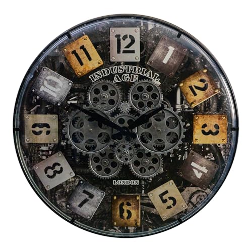 Ohweog 22in Large Wall Clock with Exposed Gears Silent Arabic Numeral