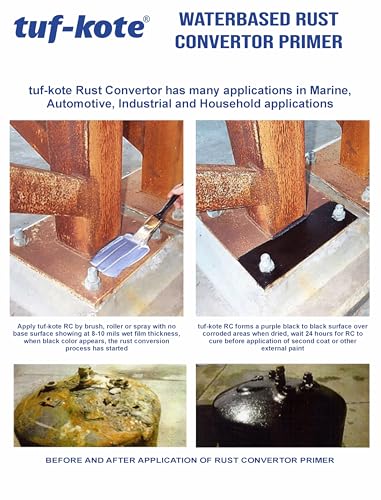Image of tuf-kote Water-Based Rust Converter Primer All-in-One, Ultimate One-Step Solution to Convert Rusted Metal Surfaces & Prevent Further Rusting [500ML]