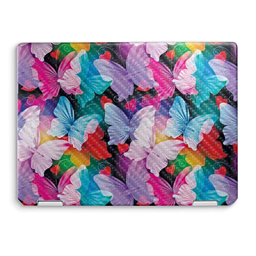 Image of MightySkins Carbon Fiber Skin Compatible with HP Spectre x360 14 inch (2022) Full Wrap Kit - Prismatic Butterflies | Protective, Durable Textured Carbon Fiber Finish | Easy to Apply | Made in The USA