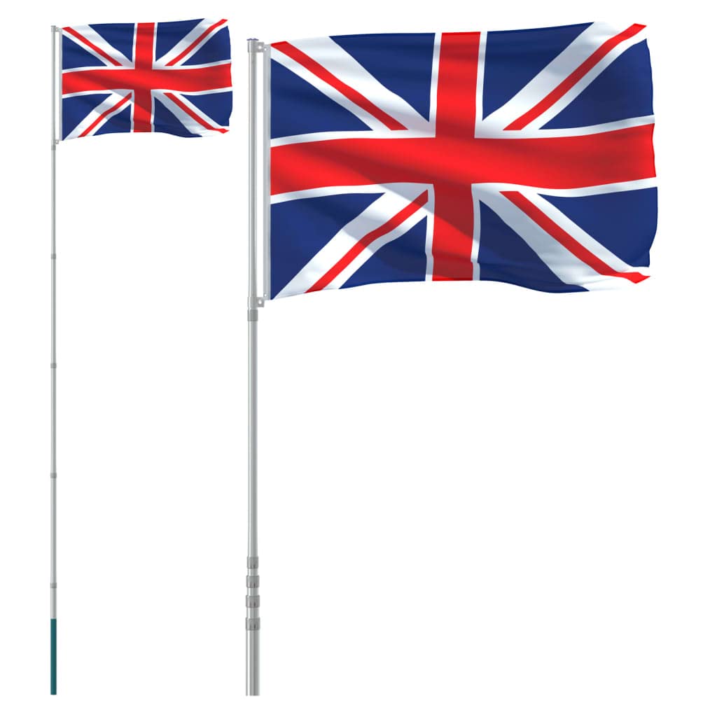 Dom i Ogród, Dekoracja, Flagi i Wiatrówki - Home-UK Flaga i Słup 5,55 m Aluminium