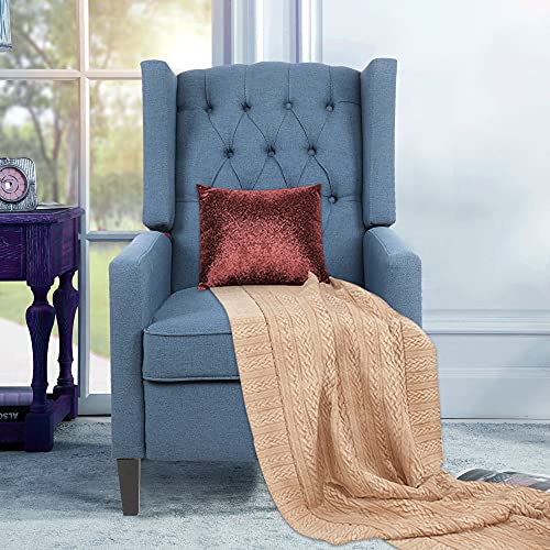 Awqm Push Back Recliner Chair, Living Room Chairs With Arms,Adjustable Fabric Single Reclining Sofa,Home Theater Seating Arm Chair With Thick Padded Seat, Footrest, Lounge Chair For Bedroom,Blue #TOP2