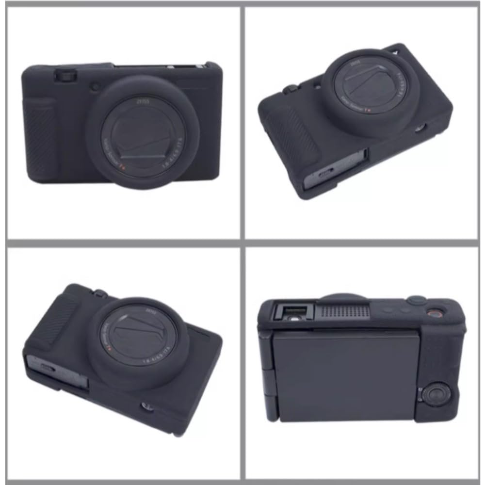 Custodia per fotocamera nera in morbido silicone antiscivolo texture armatura protezione corpo per fotocamera Sony ZV-1 II