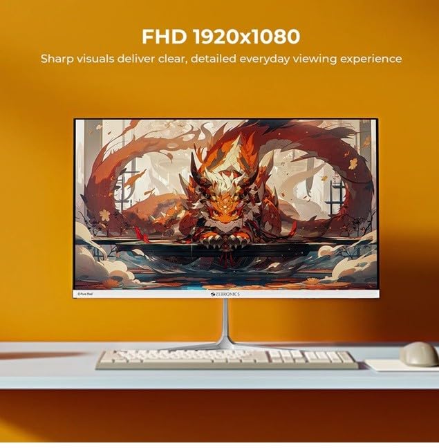 Image of ZEBRONICS A25FHD LED Monitor, 25 inch (63.23cm), 250 nits, 100Hz, FHD, 1920x1080, HDMI, VGA, Ultra Slim Bezel, Built-in Speakers, Metal Stand, Wall Mountable (A25FHD)