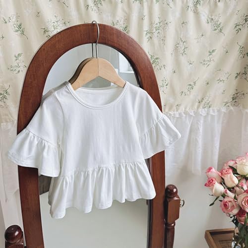 Girl's Loose Babydoll Peplum Top Kids Bell Sleeve Blouse 2025 Basic Lightweight Solid Color Casual Tee Tops Shirts2