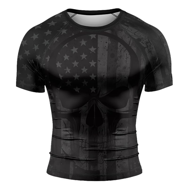 Patriot Men's BJJ Short Sleeve Rash Guard – Compression Shirt for Brazilian Jiu Jitsu Grappling No-Gi Training2