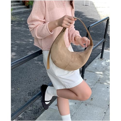 Bolso pequeño de ante para mujer estilo media luna miniatura 3