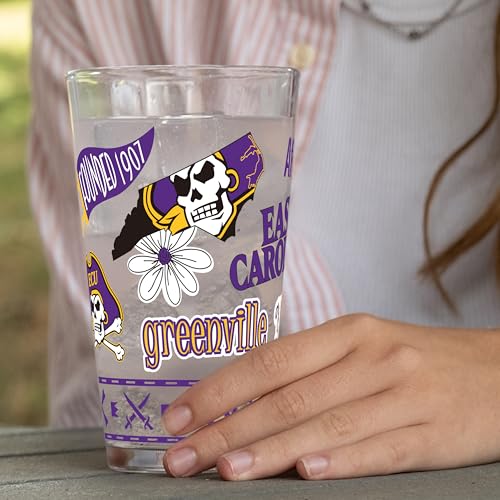 Image of Logo Brands NCAA 16 oz Pint Glass - Durable Glass With Bold Team Color- Chip-Resistant Rim Drinkware For Fans, Tailgates, Home Bars & Everyday Use