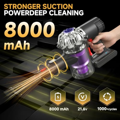 Image of 8000mAh 21.6V Upgraded Battery Replacement Compatible with Dyson V6 | Li-ion Battery for V6 Animal /Slim /Absolute /Motorhead /Fluffy /SV03 /SV04 /SV05 /SV09 /DC58 /DC59 /DC61 /DC62 Cordless Vacuum Cleaners.