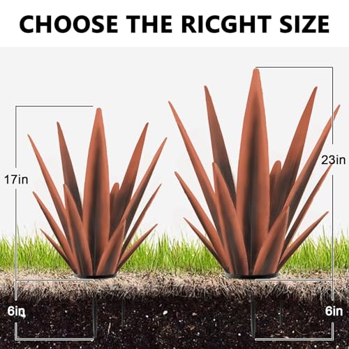 Image of TOMBABY Enlarge Metal Plants Tequila Rustic Sculpture, Outdoor Patio Yard, Home Decor Hand Painted Agave Garden Statue, Outdoor Lawn Ornaments Yard Stakes for Mom Gift (1 coppery Big&Large)