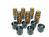 5 Ml Amber Glass Bottle W/euro Dropper. Black Cap. 6 Pack