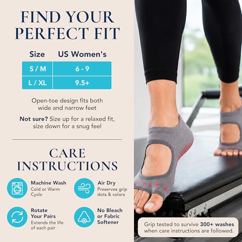 Image of Tucketts Allegro Toeless Pilates Socks with Grips for Women, Non-Slip Open-Toe Grip Socks, Yoga, Barre, Dance, Reformer, Home