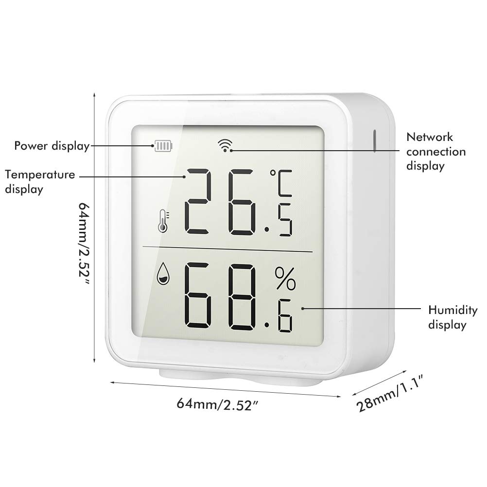 JTLB Thermomètre Außenthermometer, 10 * 9 * 5 Capteur d'humidité WiFi Intelligent Hygromètre Thermomètre Intérieur Extérieur Affichage LCD Numérique Moniteur d'humidité de la