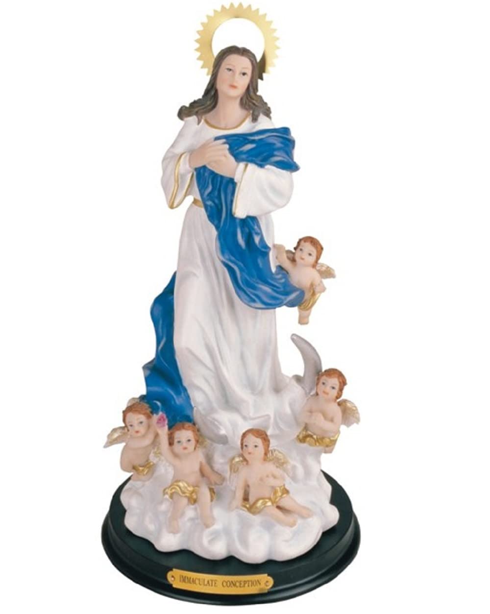ICE ARMOR 12" H Immaculate Conception Virgin Mary with Angels Holy Figurine Religious Decoration Office Desk/Home/Living Room/Table Decor, Perfect House Warming Gifts for New Home