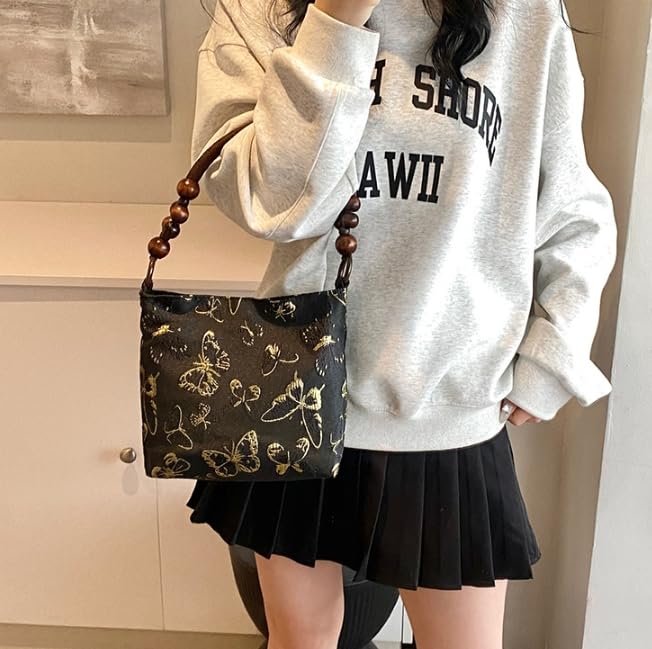 Silk Embroidered Butterfly Handbag – Magnetic Closure Tote for Women, Elegant & Spacious for Daily Use2