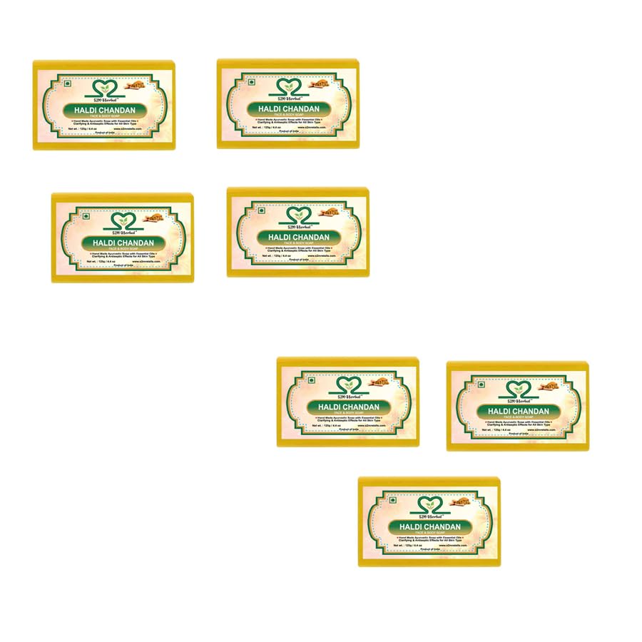 Image of Haldi Chandan Face & Body Handmade Soap 125 gm (Pack of 7) (7 x 125 g)