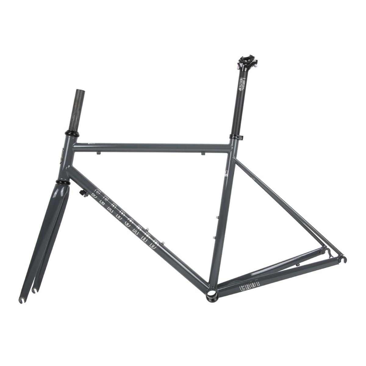 BSFHQS Chrom-Molybdän-Stahl Rennrad-Rahmenset 700C 44cm 47cm 50cm 53cm 56cm Felgenbremse/C-Bremsen Fahrrad Rahmen Schnellspannrahmen F100MM R130MM QR Kohlefaser Gabeln(Gray B,50cm) Sport & Freizeit