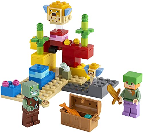 LEGO Minecraft The Coral Reef Toy Building Set 21164 Pretend Play Minecraft Toy with Alex, Puffer Fish and Zombie Figures, Ideal Gift for Kids Who Love Minecraft, Boys & Girls Age 7+ Years Old - Image 5