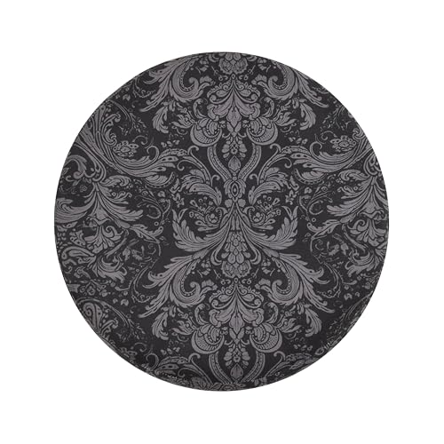 Image of NACIA Elegant Storage Ottoman Stool - Soft Cushioned Top for Seating & Footrest - Space-Saving, Stylish Design for Living Room, Bedroom & Office Spaces, 18 Inch, Black Damask