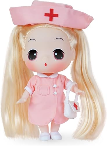 Ddung - Muñeca pequeña y exquisita rosa, caja de regalo de muñeca de disfraces confusa, incluye 8 accesorios ricos, juego de juguetes reutilizables,