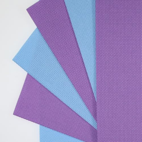 Image of KCS 4 /6 pc of 12 inch x 18 inch 30cmx45cm 16CT Counted Cotton Aida Cloth Cross Stitch Fabric (Lavender+Light Blue, 6 pc)