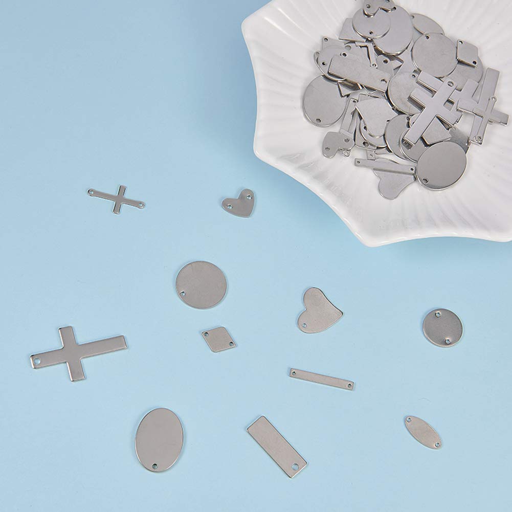 60 Pendenti A Barra Vuota In Acciaio Inox Per Gioielli Fai Da Te - Oro E Argento, 40 Mm, Con Scatola - 2