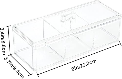 Miniatura 2 de Dispensador de soporte cuadrado Qtip, 3 compartimentos, soporte de bolas de algodón, recipientes de baño para hisopo de algodón, bolas, organizador
