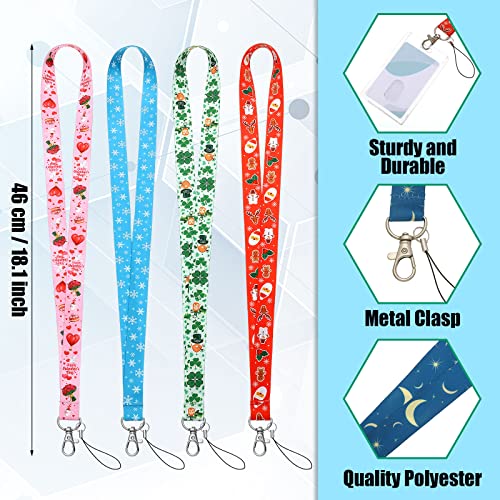 Kisston 20 Piece Seasonal Holiday Lanyards For Id Badges Flat Pass Lanyards With Stainless Swivel Hook Neck Multiuse Seasonal Id Tag Name Badge Lanyards For Keys Office School Cruise Gifts #TOP1