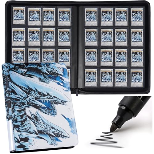 DRZERUI Premium Album Holds 1024 Trading Cards - 16 Pocket Ringless Folder Compatible with YuGiOh Cards