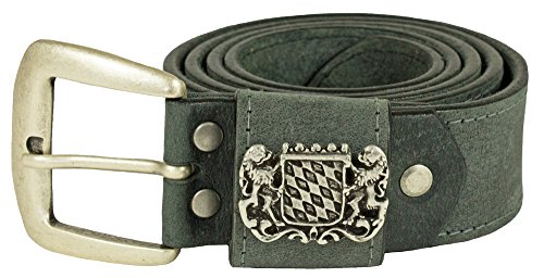 Trachtengürtel mit Dornschnalle und Bayernwappen - Dunkelgrau 85 cm