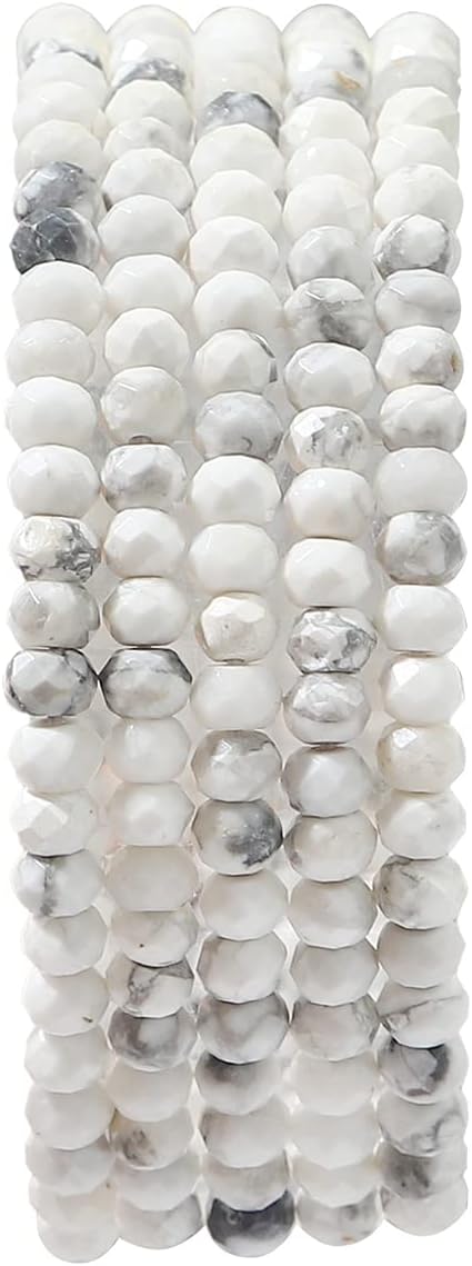 Natural White Howlite Beads 4x2mm 120pcs Faceted Rondelle Loose Semi Gemstone Beads for Jewelry Making Design - Image 2