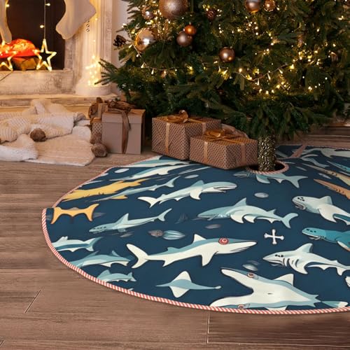 Jupe de sapin de Noël de qualité supérieure avec imprimé requins chic