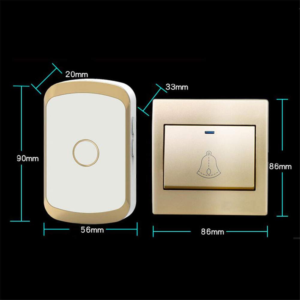 Campanello Wireless per La Casa, Kit Campanello per Porta A Batteria Impermeabile Ip44, 2 Pulsanti + 2 Ricevitori, Portata 300 M, 36 Suonerie, 4 Livelli di Volume, D, Bianco, Bianco