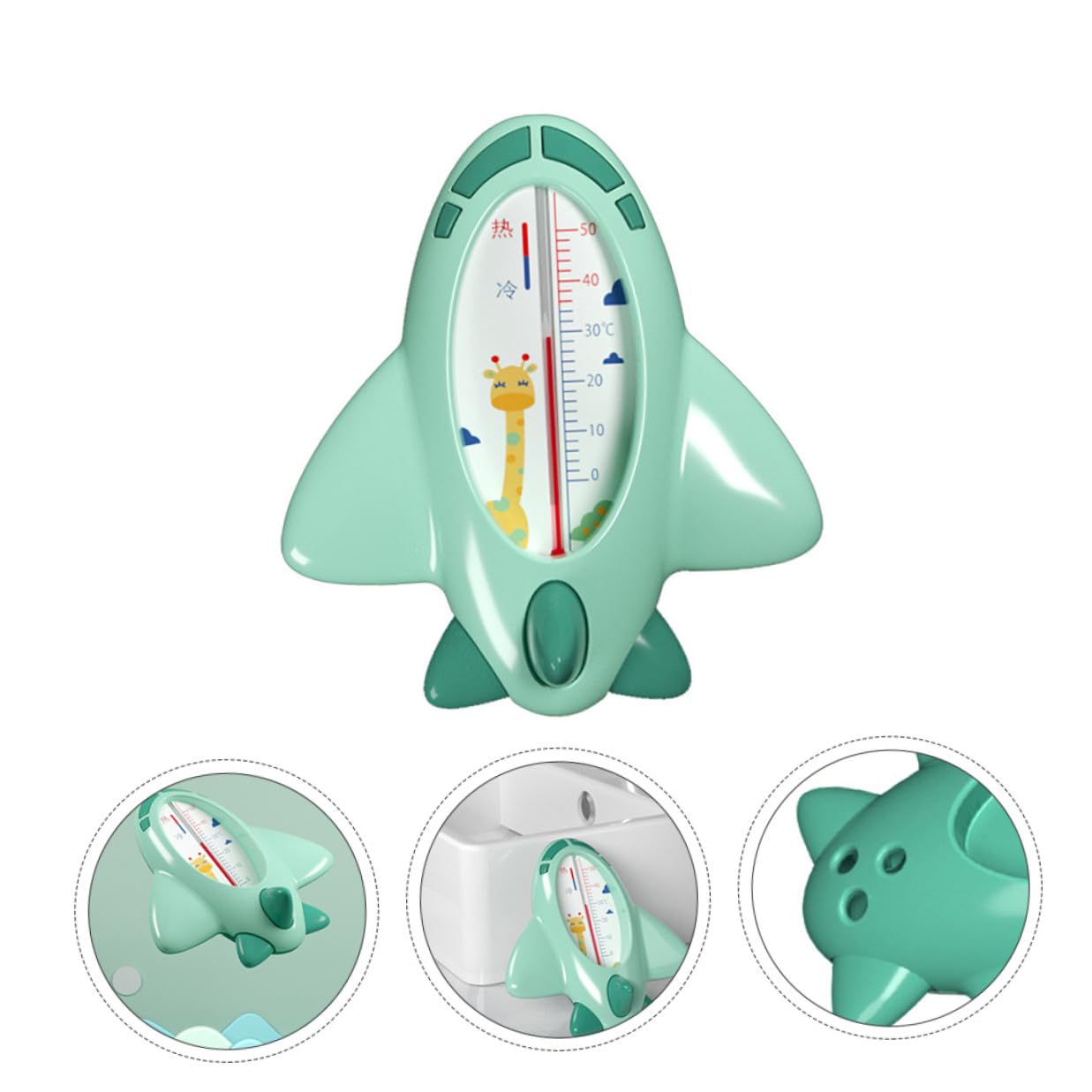 Bath Thermometer Cartoon Plane Shape Floating Water Temperature Monitor for Safe and Healthy Baths Quick Accurate Measurement Green PP Material for Bathtub Use