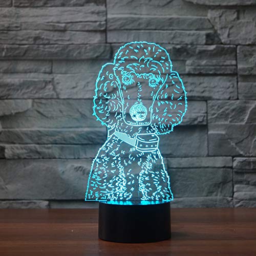 Lámpara de Mesa de Ilusión 3D Poodle con Control Remoto miniatura 2