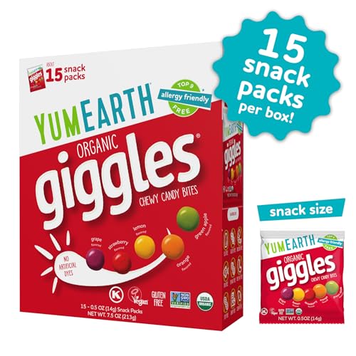 Image of YumEarth Organic Giggles Chewy Candy, 0.5oz Snack Packs (Box of 15)