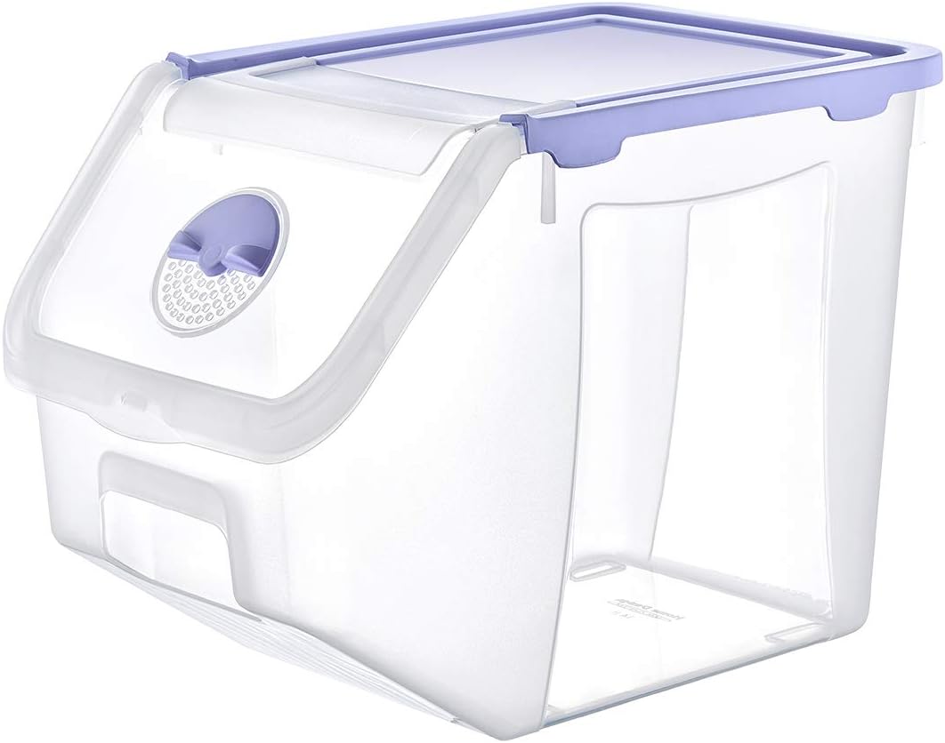 Kilerci Erzak Kabi Plastic Storage Basket Dry Food Container Large Storage Vegetable Plastic Cereal Pet Dog Cat Dispenser Storage Box Kitchen Cupboard Organizer 14Lt (Purple)
