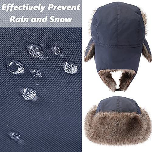 Image of 3 Pieces Russian Trapper Ushanka Hats for Men Women Winter Bomber Eskimo Warm Windproof Hats with Ear Flaps