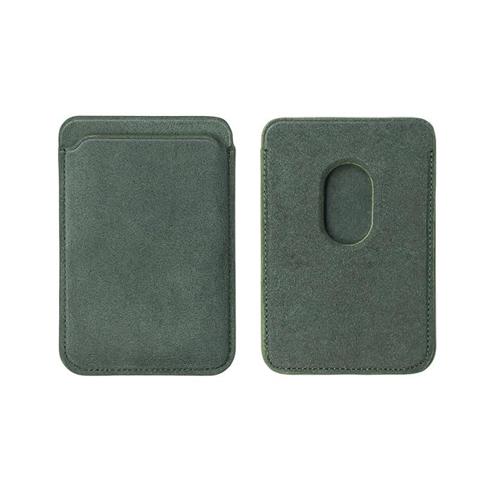 ALTRAALMA Alcantara Cardholder, Magnetic Wallet Compatible with iPhone 12/13/14/15/16 Series,Card Holder Compatible with MagSafe Magnet (Forest Green)