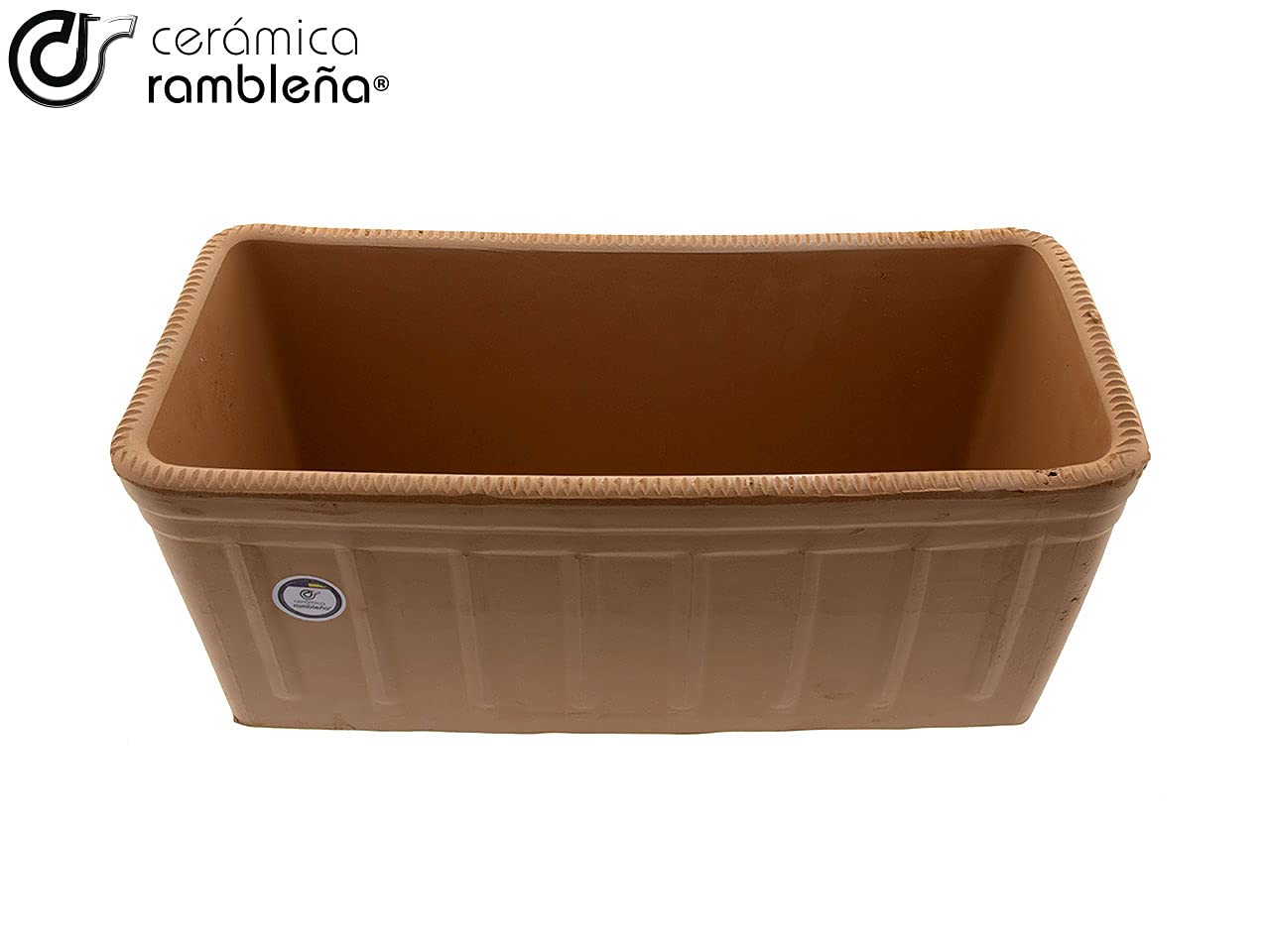 CERAMICA RAMBLEÑA | Sadzarka | Sadzarka balkonowa | Sadzarka zewnętrzna | Sadzarka prostokątna | Sadzarka ceramiczna | Sadzarka z czerwonego błota - model J01 | 41x18x17 cm