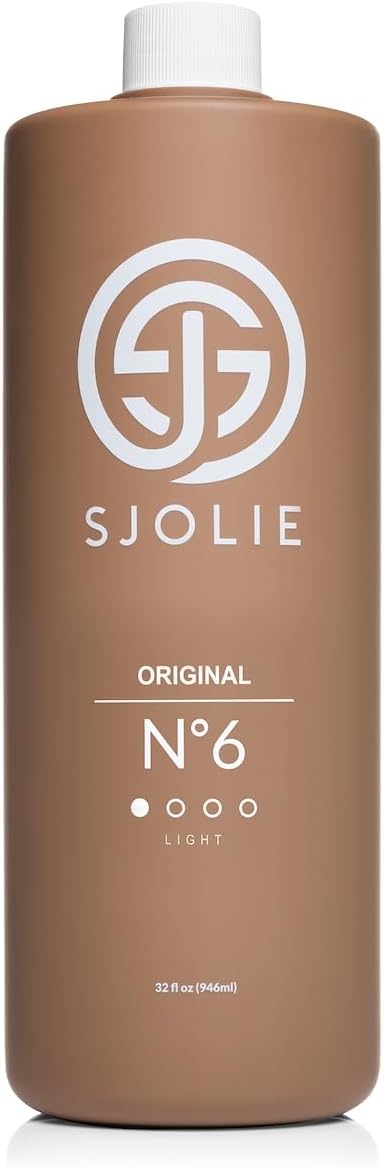 SJOLIE Spray Tan Solution - No. 6 - Light Hydrating Tanning Solution | Sunless Tanner for an All Natural, Sun-Kissed Glow (32oz)