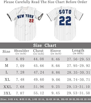 TIFIYA New York SOTO 22 Stripes Baseball Jersey NY Short Sleeve  