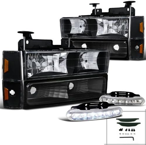 SPEC-D TUNING Chevy GMC C10 C/K pickup Black Headlights, bumper Corner lamp, LED DRL fog light