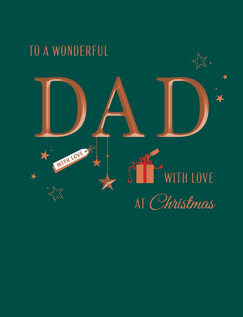 Avant Garde Studios Classic Christmas Card, Wonderful Dad, teal - 8 x 6 inches - Piccadilly Greetings